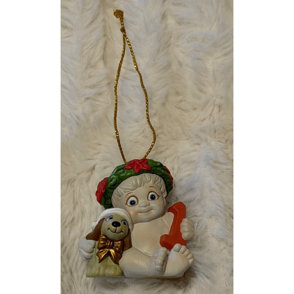VINTAGE 1997 Cavanagh Cast Art "Dreamsicles" Christmas Ornament w/Dog 2" Tall